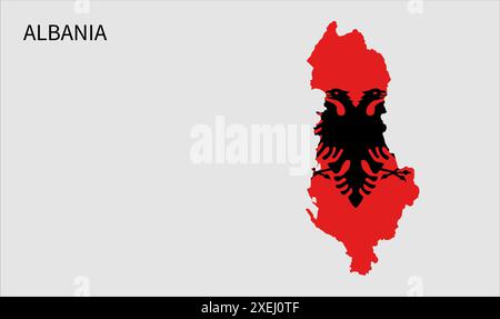 Albanien Flaggenkarte, offizielle Farbe mit Anteil, vollständig editierbare Illustration, Vektor, Flagge, Regierung, Nationalflagge, Patriotismus Stock Vektor