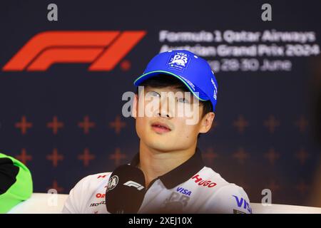 Spielberg, Österreich. Juni 2024. Juni 2024 - Yuki Tsunoda (JPN) - Visa Cash App RB F1 Team - RB VCARB01 - Honda RBPT während der Formel 1 Qatar Airways Austrian Grand Prix 2024, RedBull Ring, Spielberg, Österreich vom 27. Bis 30. Juni 2024 (Foto: Alessio de Marco/SIPA USA) Credit: SIPA USA/Alamy Live News Stockfoto