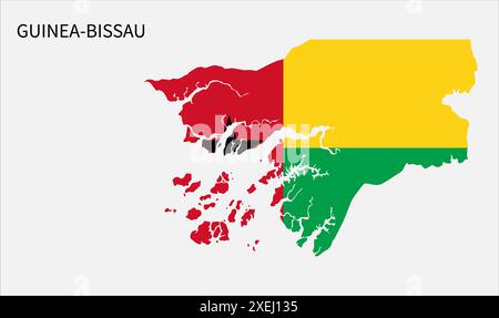 Guinea-Bissau-Flaggenkarte, offizielle Farbe mit Anteil, vollständig editierbare Illustration, Vektor, Flagge, Regierung, Nationalflagge, Patriotismus Stock Vektor