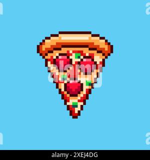 Vektor-Illustration von Pizza mit Pixel Art Design, perfekt für Spiel-Assets Themen Designs Stock Vektor