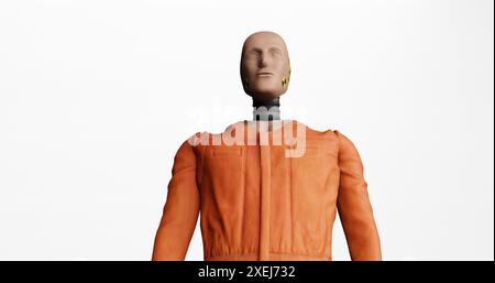 3D-Rendering von Autounfall-Dummy auf isoliertem Hintergrund Stockfoto