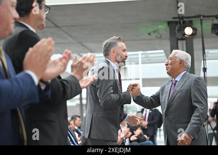 Porto, Portugal. September 2022. Porto, 28. September 2022 - Premierminister António Costa und Infrastrukturminister Pedro Nuno Santos haben heute morgen im Bahnhof Campanhã die neue Hochgeschwindigkeitsstrecke zwischen Lissabon und Porto vorgestellt. ( Pedro Granadeiro/Global Imagens ) Credit: Atlantico Press/Alamy Live News Stockfoto