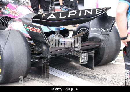 Spielberg, Autriche. Juni 2024. Alpine F1 Team A524, mechanisches Detail Heckflügel-Diffusor Aerodynamik, Aerodynamik, Aerodynamik während des Formel 1 Qatar Airways Austrian Grand Prix 2024, 11. Runde der Formel-1-Weltmeisterschaft 2024 vom 28. Bis 30. Juni 2024 auf dem Red Bull Ring, in Spielberg, Österreich - Foto Xavi Bonilla/DPPI Credit: DPPI Media/Alamy Live News Stockfoto