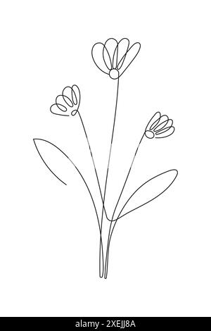 Blume in durchgehender Umrissstil Vektorillustration. Dieser elegante und minimalistische Stock Vektor