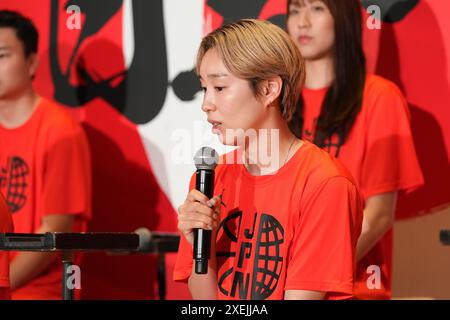 Tokio, Japan. Juni 2024. Saori Miyazaki (JPN) Basketball : Absendezeremonie der japanischen Nationalmannschaft für die Olympischen Spiele 2024 in Tokio, Japan. Quelle: AFLO SPORT/Alamy Live News Stockfoto