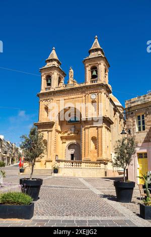 Pfarrkirche unserer Lieben Frau von Pompeji, Fischerdorf Marsaxlokk auf Malta. Stockfoto