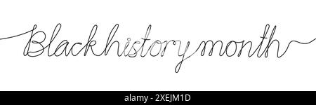 Text Schwarzer Verlauf Monat in einer fortlaufenden Gliederung. Dieses minimalistische und elegante Design ist perfekt für den Black History Month Stock Vektor