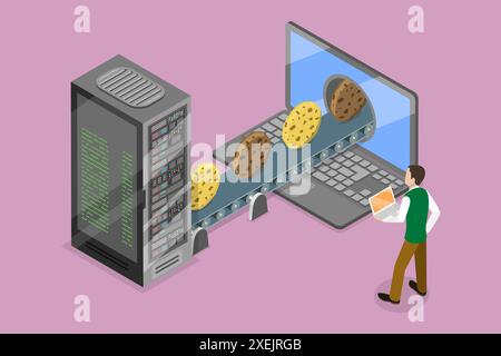 3D Isometric Flat Conceptual Illustrations of Cookies Setup, Online Behavior Monitoring 3D Isometric Flat Conceptual Illustrati Stockfoto