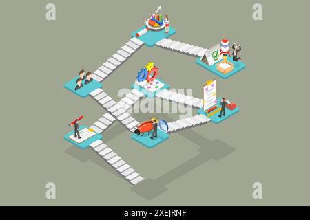 3D Isometric Flat Conceptual Illustration of Agile Methodology, Software Development Approach 3D Isometric Flat Conceptual ILL Stockfoto