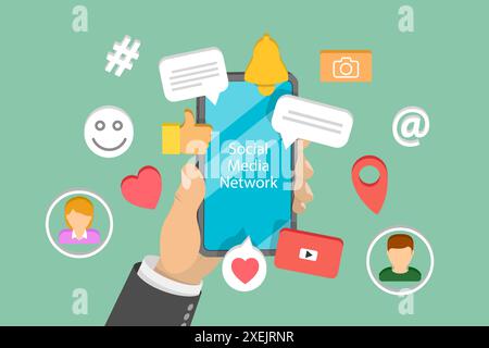3D Isometric Flat Conceptual Illustration of Social Media Network, Online Communication Application 3D Isometric Flat Conceptu Stockfoto