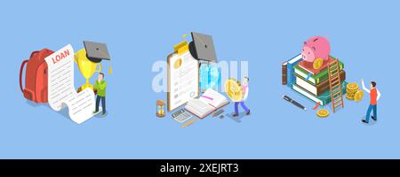 3D Isometrische flache konzeptionelle Illustration der Bildungsfinanzierung, Studiendarlehen 3D Isometrische flache konzeptionelle Illustration von Ed Stockfoto