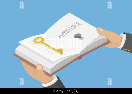 3D Isometrische flache konzeptionelle Illustration von Schlüssel zu Wissen, Lernen und Bildung 3D Isometrische flache konzeptionelle Illustratio Stockfoto