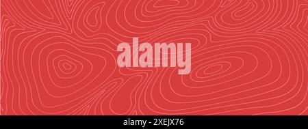 Konsistenz von Rindfleisch oder Schweinefleisch. Lachs-, Thunfisch- oder Sushi-Struktur. Makroansicht für neue Verrundung. Wellige Linien und Kreise auf rotem Hintergrund. Illustration der Vektorabwicklung. Stock Vektor