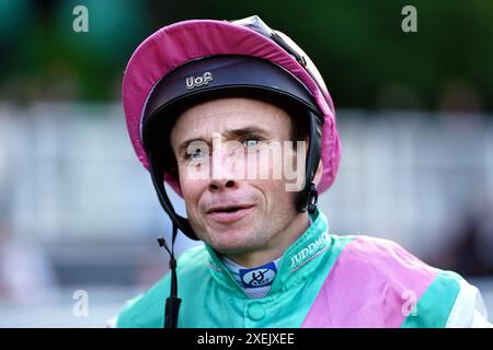 Aktenfoto vom 23.05.2024 von Ryan Moore, der hofft, dass Los Angeles mit Ambiente Friendly wieder aufholen kann, während die beiden am Sonntag im Dubai Duty Free Irish Derby im Curragh aufeinander treffen. Ausgabedatum: Freitag, 28. Juni 2024. Stockfoto