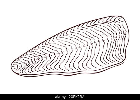 Lachsfilet in handgezeichneter Form schneiden. Frisches Fischstück. Design für Meeresfrüchte-Restaurant-Menü. Vektorabbildung isoliert auf einem weiß Stock Vektor