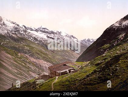 Ötztal, Blick vom Hochjoch Hotel, mit Wildspitze, Tirol, früher Österreich-Ungarn, Historisch, digitale restaurierte Reproduktion von einer Vorlage aus dem 19. Jahrhundert, Datum nicht angegeben Stockfoto