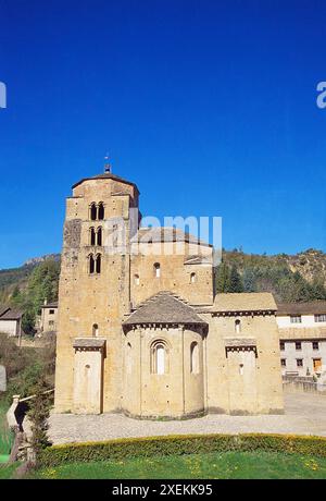 Romanische Kirche. Santa Cruz De La Seros, Provinz Huesca, Aragon, Spanien. Stockfoto