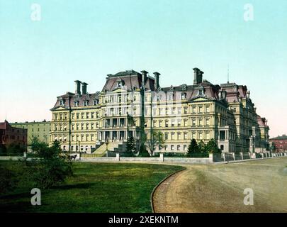 Eisenhower Executive Office Building (EEOB), früher bekannt als Old Executive Office Building (OEOB) und ursprünglich bekannt als State, war, and Navy Building, Washington, 1890, historische, digital restaurierte Reproduktion nach einem Original aus dem 19. Jahrhundert / Eisenhower Executive Office Building (EEOB), früher als Old Executive Office Building (OEOB) und ursprünglich als State, war, and Navy Building (Washington, 1890) historische, digital restaurierte Reproduktion eines Originals aus dem 19. Jahrhundert Stockfoto