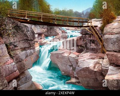 Obere Wasserfälle des Ammonoosuc, White Mountains, New Hampshire in den Vereinigten Staaten, 1890, historische, digital restaurierte Reproduktion nach einem Original aus dem 19. Jahrhundert / Upper Falls of the Ammonoosuc, White Mountains, New Hampshire in the United States, 1890, Historic, digital restaurierte Reproduktion eines Originals aus dem 19. Jahrhundert Stockfoto