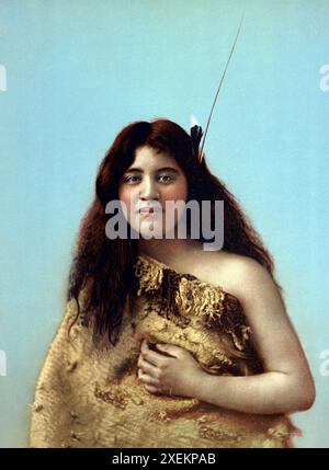 17 Jahre alte Frau vom Stamm der Maori, Rotorua, Neuseeland, 1890, Historische, Digital restaurierte Reproduktion nach einem Original aus dem 19. Jahrhundert / 17 Jahre alte Frau aus dem Maori-Stamm, Rotorua, Neuseeland, 1890, Historic, digital restaurierte Reproduktion eines Originals aus dem 19. Jahrhundert Stockfoto