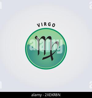 Virgo Zodiac Zeichen Astrologie Symbol mit Name auf hellem Hintergrund, rosa Farbtaste Stock Vektor