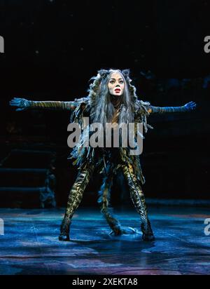 Nicole Scherzinger (Grizabella) in CATS at the London Palladium, London W1 11/12/2014, basierend auf T. S. Eliots 'Old Possum's Book of Practical Cats' Komponist: Andrew Lloyd Webber Design: John Napier Associate Director & Choreograph: Gillian Lynne Regisseur Trevor Nunn Stockfoto