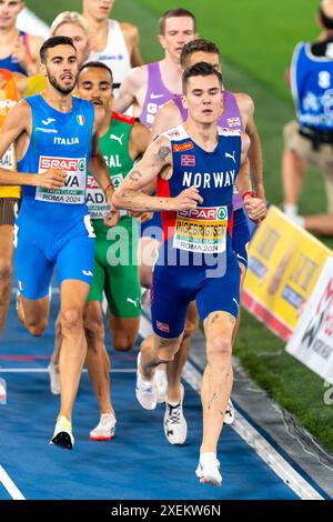 ROM, ITALIEN - 12. JUNI: Jakob Ingebrigtsen aus Norwegen, der am 6. Tag der Leichtathletik-Europameisterschaft in Rom 2024 im Stadio Olimpico am 12. Juni 2024 in Rom, Italien, bei den 1500-m-Männern antrat. (Foto: Joris Verwijst/BSR Agency) Stockfoto