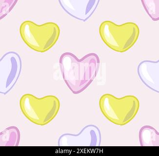 Nahtloses Muster mit Blasenherz. Farbenfrohe Regenbogenliebe. Valentinstag-Vektor Stock Vektor