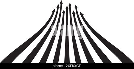 Perspektivische Pfeile auf weißem Hintergrund. Wachstumskonzept. Vektorabbildung Stock Vektor