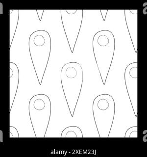 Nahtloses Muster mit Umrissen von Positionssymbolen. Vektorillustration auf weißem Hintergrund. Linearer Hintergrund mit Navigationsstiften für Reisen. Te Stock Vektor