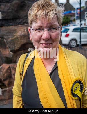 Freitag, 28. Juni 2024: Schottlands erster Minister und SNP-Führer John Swinney schließt sich Kim Marshall SNP-Kandidat für Dumfriesshire, Clydesdale und Tweed an Stockfoto