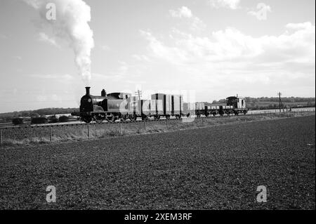 '30053' und ein kurzer Güterzug. Gesehen hier zwischen Northiam und Wittersham Road. Stockfoto