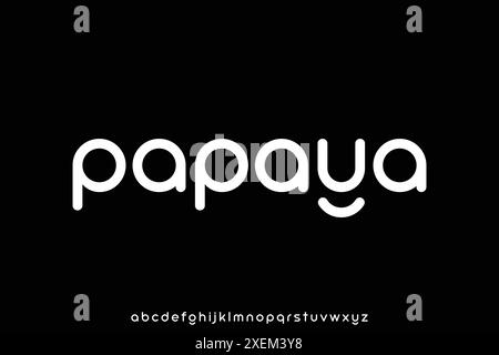 Moderner abgerundeter dekorativer Alphabet-Display-Schriftvektor. Einzigartige Papaya Schriftart Stock Vektor