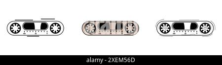 Vektor des Vintage-Kassettenspielers. Vektorsatz von Kassetten. Kassettenvorlage Vektor. Musikkassettenvektor. Stock Vektor