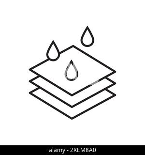 Symbol für wasserdichtes Material. Schwarzes Liniendesign. Dreischichtige Struktur. Isolierte Vektorgrafik. Stock Vektor