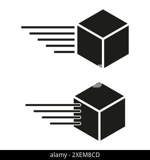 Symbole für schnelle Zustellung. Symbole für schnelle Lieferung. Schwarz-weiß-Vektor. Express-Servicekonzept. Stock Vektor