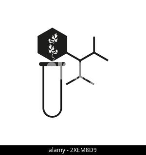 Chemisches Reagenzglas. Molekulares Strukturdesign. Anlagenelement Detail. Vektorabbildung. Stock Vektor