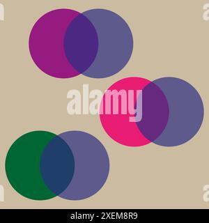 Muster überlappender Kreise. Farbenfrohes geometrisches Design. Abstrakte Vektorillustration. Moderner Hintergrund. Stock Vektor