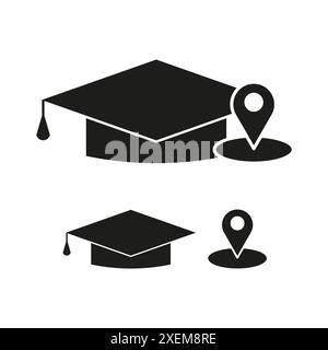 Symbol für Graduierung. Positionsstift-Symbol. Vektor akademischer Leistungen. Schwarzer Outline-Style. Stock Vektor