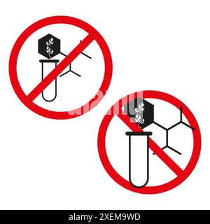 Kein chemisches Symbol festgelegt. Verbotene Laborsymbole. Rotes Verbotsschild. Vektorabbildung. Stock Vektor