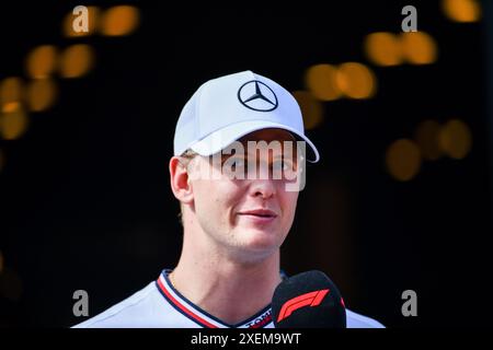 Spielberg, Mezzolombardo, Österreich. Juni 2024. Mick Schumacher sprach mit den Medien während des FIA Formel 1 Grand Prix von Österreich 2024 auf dem Red Bull Ring Circuit in Spielberg. (Kreditbild: © Daisy Facinelli/ZUMA Press Wire) NUR REDAKTIONELLE VERWENDUNG! Nicht für kommerzielle ZWECKE! Quelle: ZUMA Press, Inc./Alamy Live News Stockfoto