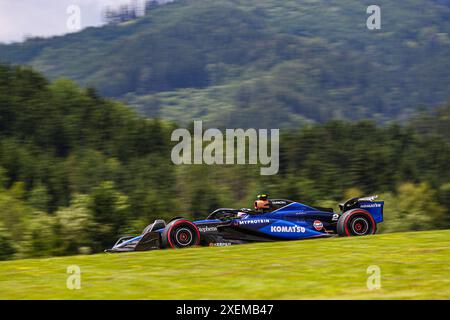 Spielberg, Österreich. Juni 2024. Logan Sargeant (USA) - Williams Racing - Williams FW46 - Mercedes während der Formel 1 Qatar Airways Austrian Grand Prix 2024, RedBull Ring, Spielberg, Österreich am 28. Juni 2024 (Foto: Alessio de Marco/SIPA USA) Credit: SIPA USA/Alamy Live News Stockfoto