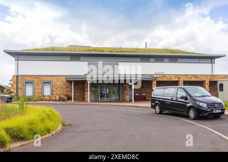 Eintritt zum Hauptklubhaus und Restaurant, Dundonald Links Golf Club, Irvine, Ayrshire, Schottland, Großbritannien Stockfoto