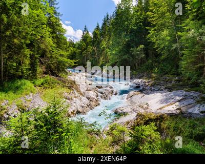 Rissbach-Schlucht bei dem Dorf Vorderriss im Karwendelgebirge. Europa, Deutschland, Bayern Stockfoto