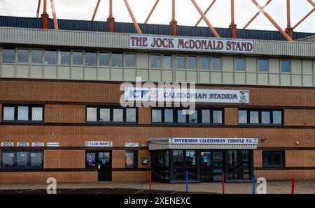 Eintritt zum Jock McDonald Stand im Caledonian Stadium, Heimstadion des schottischen Fußballteams Inverness Caledonian Thistle, Schottland Stockfoto