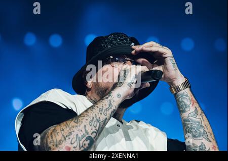 Musikkonzert - Club Dogo - San Siro GUE Pequeno während Club Dogo - San Siro, Musikkonzert in Milano, Italien, 28. Juni 2024 Milano San Siro Italien Copyright: XVincenzoxTascox/xLiveMediax LPM 1423241 Stockfoto