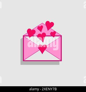 Happy Valentinstag Text, Handschrift Typografie Poster auf rotem Farbverlauf Hintergrund. Romantische Vektor-Illustration Hintergrundbild. Stock Vektor