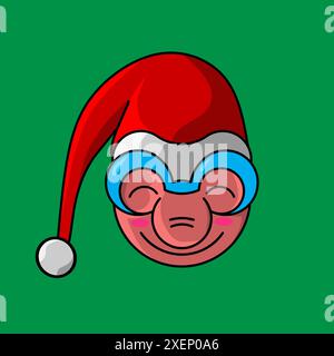 weihnachtszwerg-Zeichentrickfilm mit weihnachtsmann-Kappe-Logo auf isoliertem Hintergrund Stock Vektor