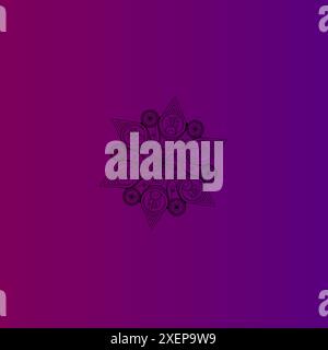 Goldener Design-Hintergrund der Luxuslinie Art Mandala in violettem Hintergrund eingelegt Stock Vektor