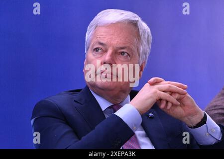 Lemberg, Ukraine - 3. März 2023. Didier Reynders auf der Konferenz „United for Justice“ in Lemberg. Stockfoto